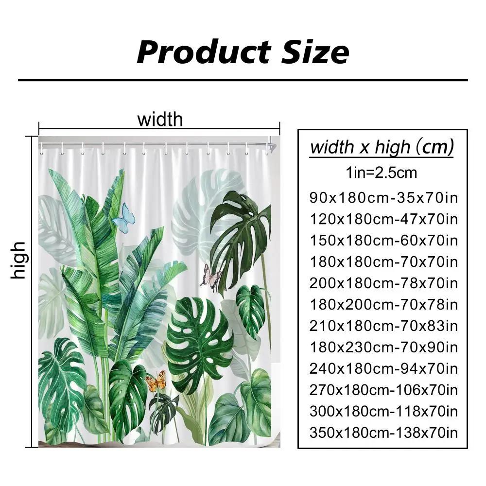 Tropical Birds Shower Curtain For Bathroom Parrot Toucan Green Leaves Plants Summer Polyester Fabric Bath Curtains Decor Hooks