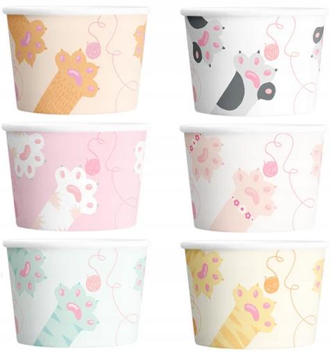 Cups for Ice Cream Snacks Colorful Kittens Cats Paws Birthday 150ml 6pcs