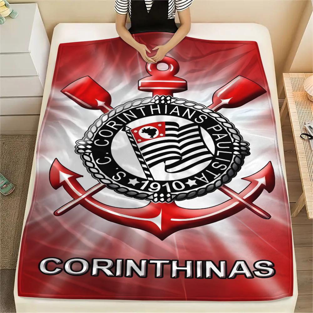 1 pièce Couverture en Flanelle Imprimée SC Corinthians Paulista Haute Qualité Chaude Confortable Couverture pour Toutes les Saisons Parfaite pour les Cadeaux Décoration de la Maison