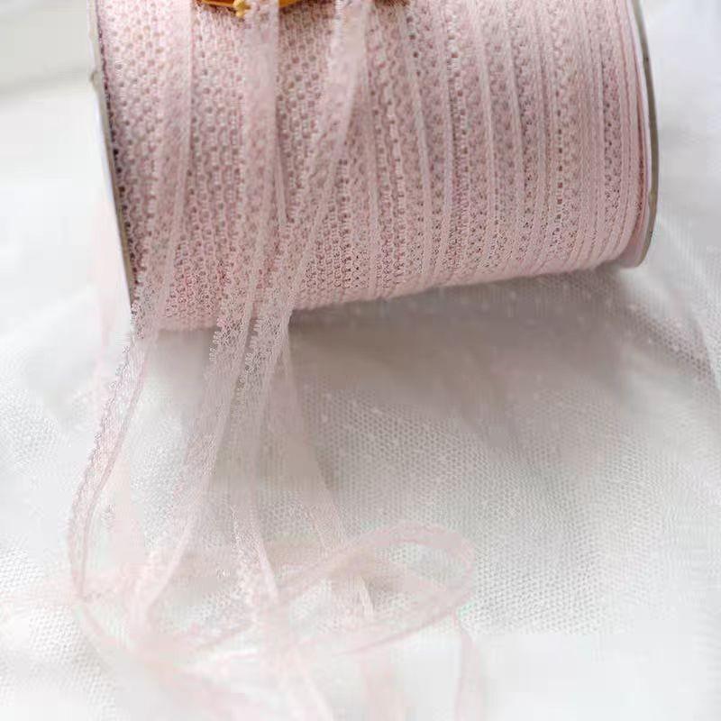 

5 ярдів Біле Чорне Рожеве Мереживо Маленька Точка Поліестер Високоякісне Мереживо Декор DIY Аксесуари 0,8 см Ширина рожевий