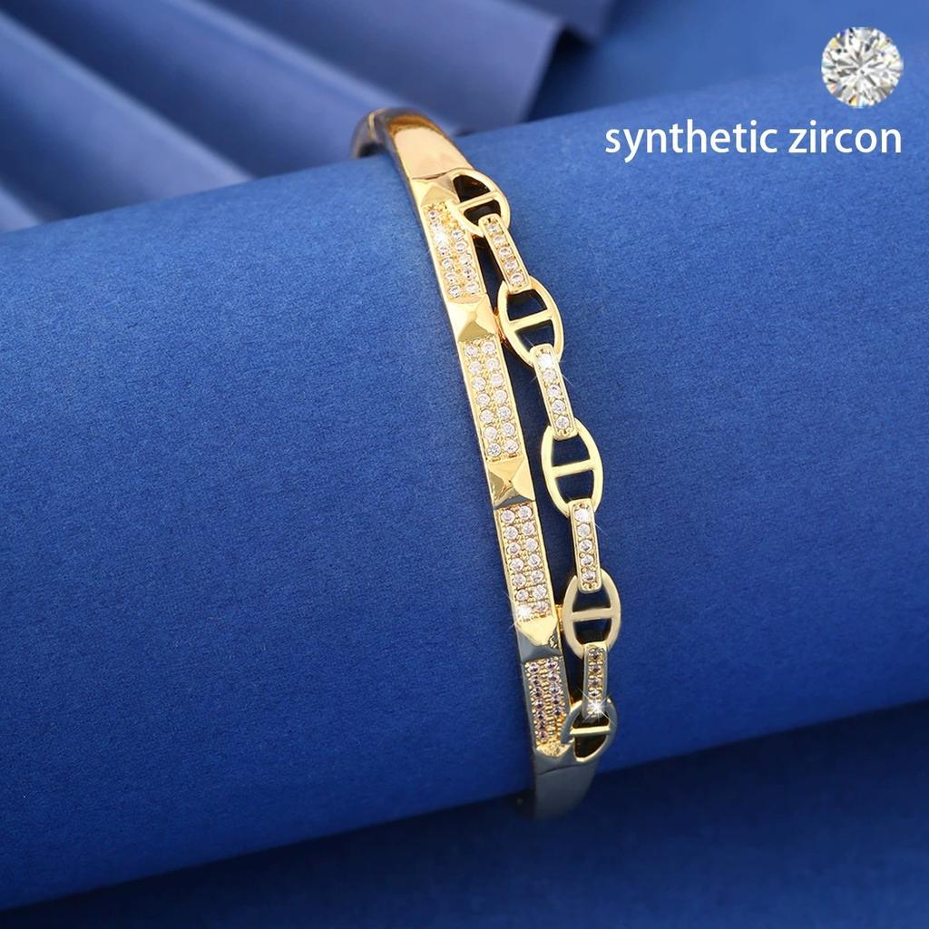 European And American New Light Luxury Geometric Splicing Design Sense Classic Women'S Simple Atmosphere Exquisite Bracelet