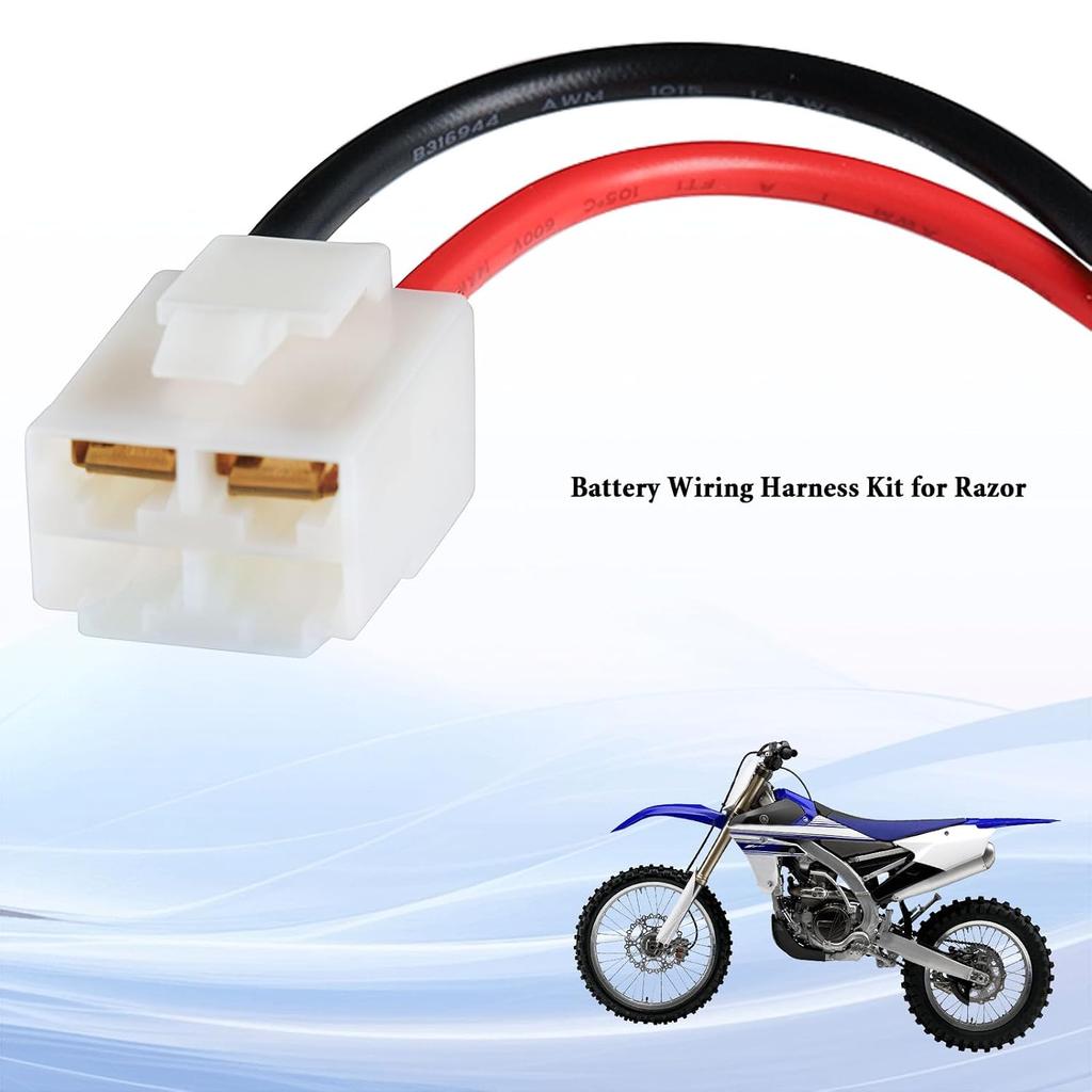 Battery Wiring Harness Kit for Razor MX350, MX400, 14AWG 4-Pin 2-Wire | Replacement Power Cable for Electric Scooters