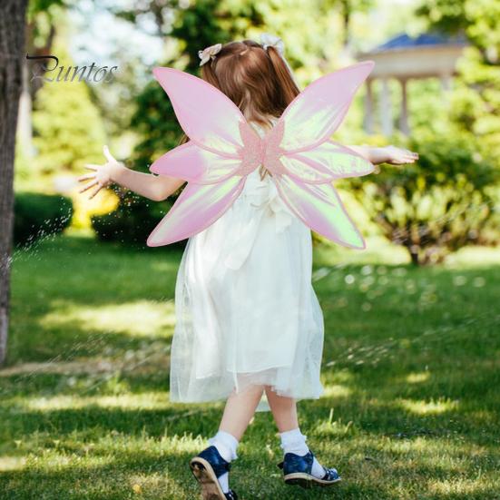 1 sett Fairy Wings Fargerikt garn Vakre alveprinsessevinger med stjernepinne til julefotograferingsfester Rekvisitter