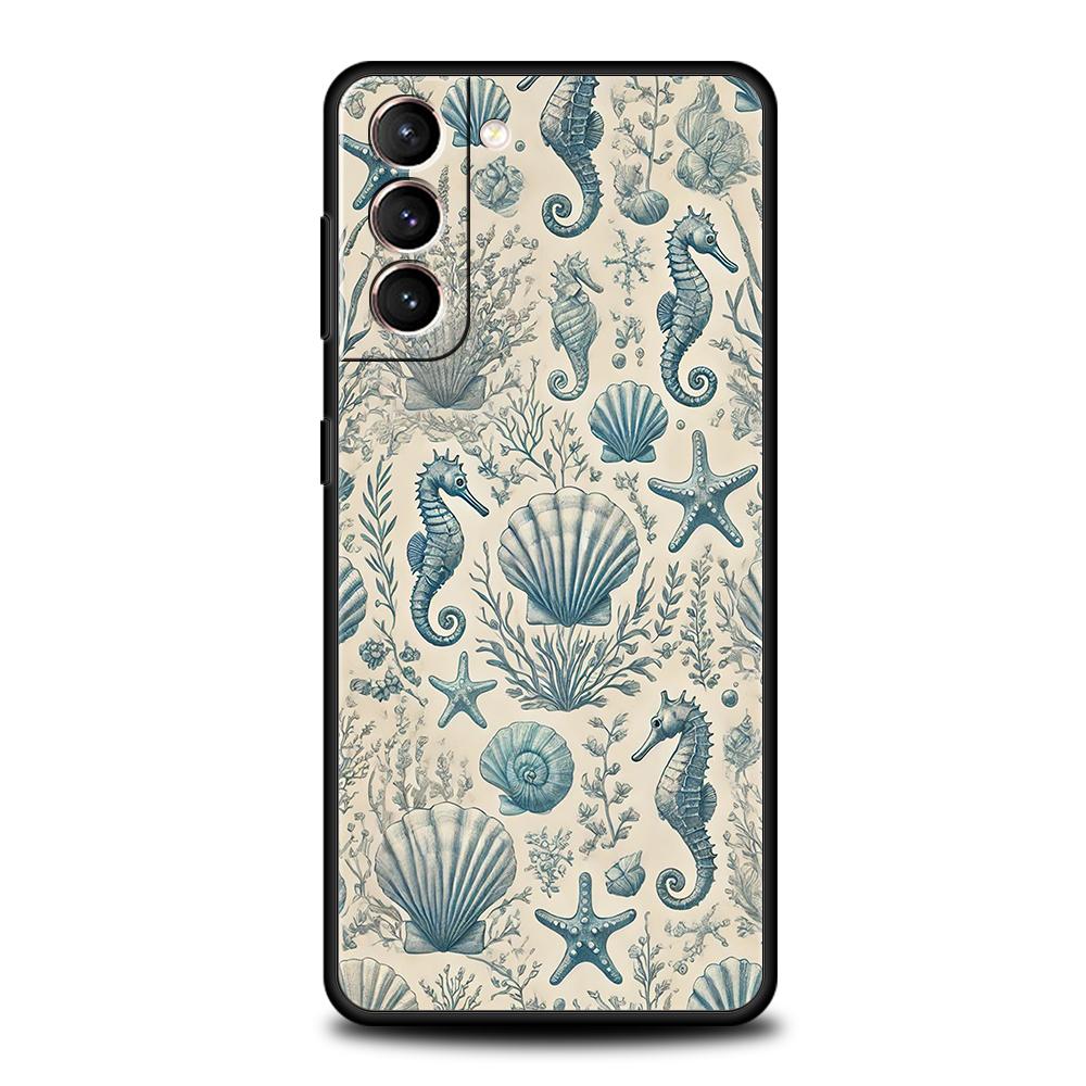 Phone Case Cover for Samsung Galaxy S25 Edge S24 S23 S22 S20 S21 FE Ultra S10 S10E Plus 5G Soft TPU Capas Blue Ocean Fish Capas