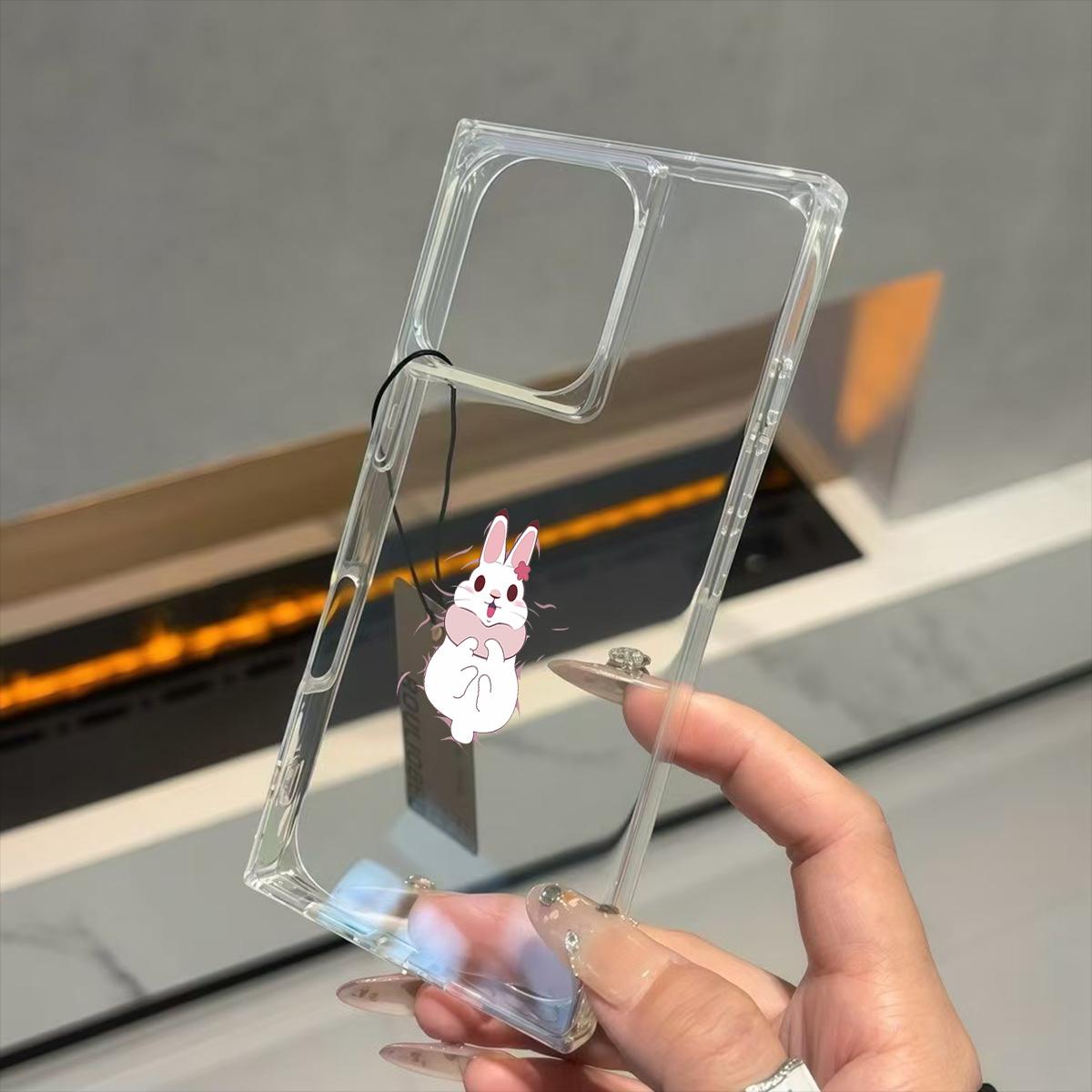 

Прозрачный квадратный чехол-трубка для защиты задней панели для iPhone 11 15 Plus 13 16 ProMax 14 Pro Max 12 с рисунком прыгающего кролика iphone 16