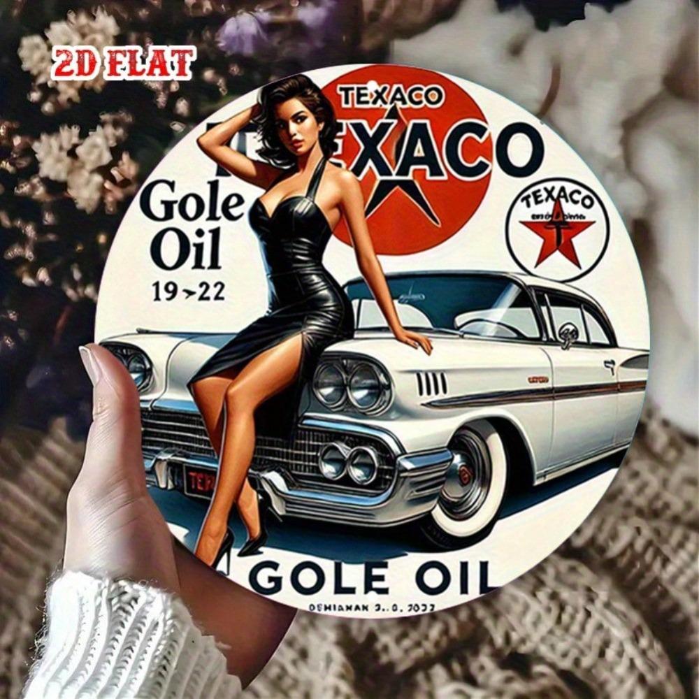 Vintage Texaco Tin Sign Retro Car Garage Metal Wall Art 7.87 Inch Indoor Outdoor Decor
