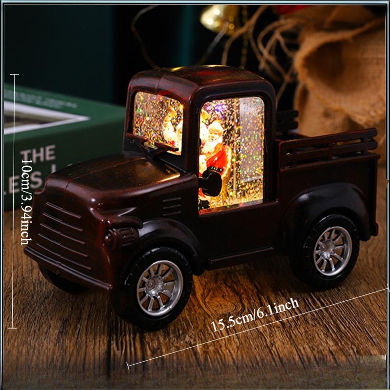 Christmas Water-filled Snow Truck Lights Car Toy Container Truck Decoration Crafts Ornaments Gifts