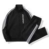 Men's Three-Stripe Hoodie & Jacket Sportswear Set for Spring/Autumn - Casual Running Outfit