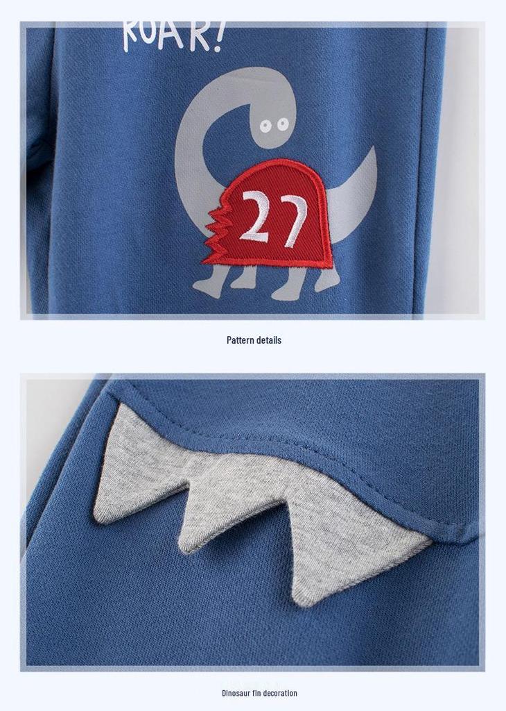 27kids Korean-Style Dinosaur Sweatpants for Kids - Spring/Autumn 2024 Collection