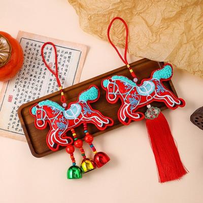 Chinese Red Chinese New Year Incense Packet with Tassel Embroidered Horse Wind Chimes Decoration Portable Festival Atmosphere