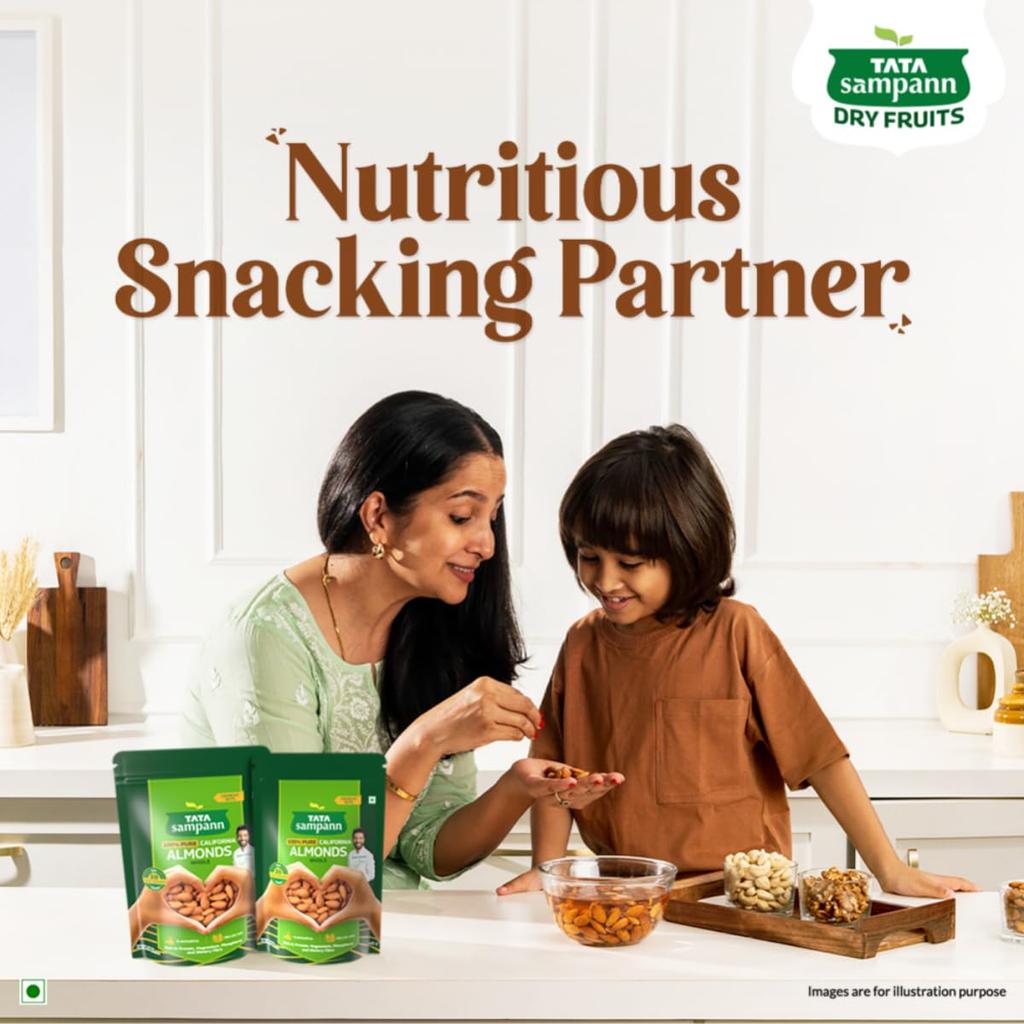 TATA Sampann Pure California Almonds Whole 200g Pack of Premium Crunchy Nuts High In Protein Fiber