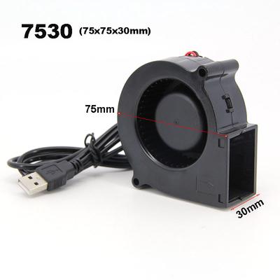 5V USB DC 7.5cm 7530 75x30mm Air Turbo Blower Cooling Fan Portable BBQ Fan with Speed for Outdoor Camping Cooking