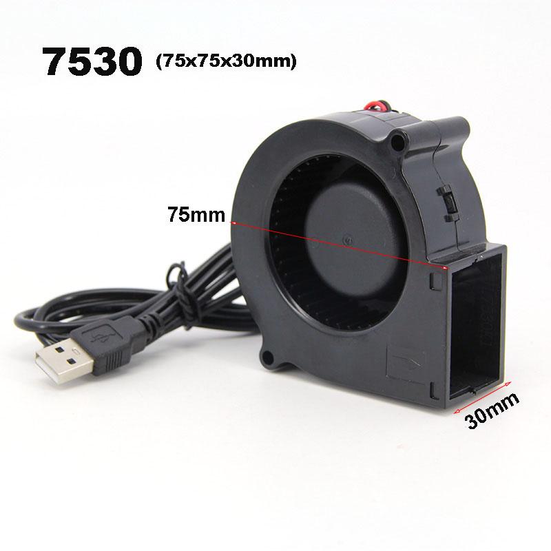 5V USB DC 7,5cm 7530 7515 75x35mm 75x15mm Vzduchový turbo ventilátor Přenosný ventilátor na grilování s rychlostí pro venkovní kempování a vaření