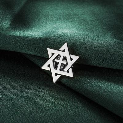 Broche Insignia Cruz Estrella de David Broche Menorá Acero Inoxidable Insignia Ojo de Horus Egipcio Religioso Je Insignia de Solapa Cristiana