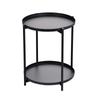 Nordic Creative Wrought Iron Coffee Table - Modern Minimalist Small Round Side Table with Double Layer Tray for Living Room or Balcony