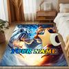 1PC Custom Name Tiger Vs. Ice: Fire Frost Theme Floor Mat Ideal for Living Room, Game Rooms, Office, Bedroom,Floor Mat Playful Design