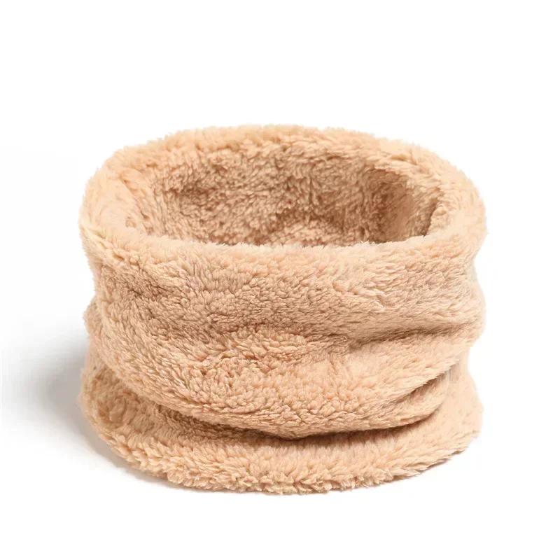 Solid Cashmere Plush Warm Winter Ring Scarf Women Men Knitted Full Face Mask Snood Neck Scarves Thick Muffler 2025 New