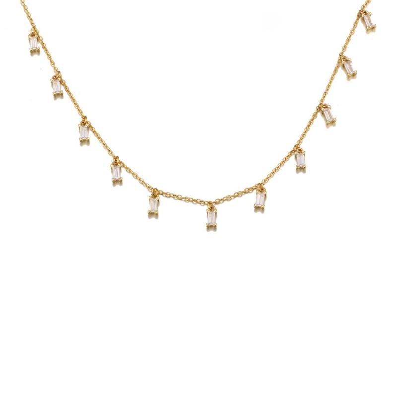 Tassel Square Zircon Pendant Necklace Women Ins Style Fashion Versatile Choker