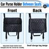 Car Purse Holder Between Seats, Leather Auto Front Seat Handbag Organizer Pocket, Large Capacity Car Net Pocket Handbag Holder, Backseat Barrier