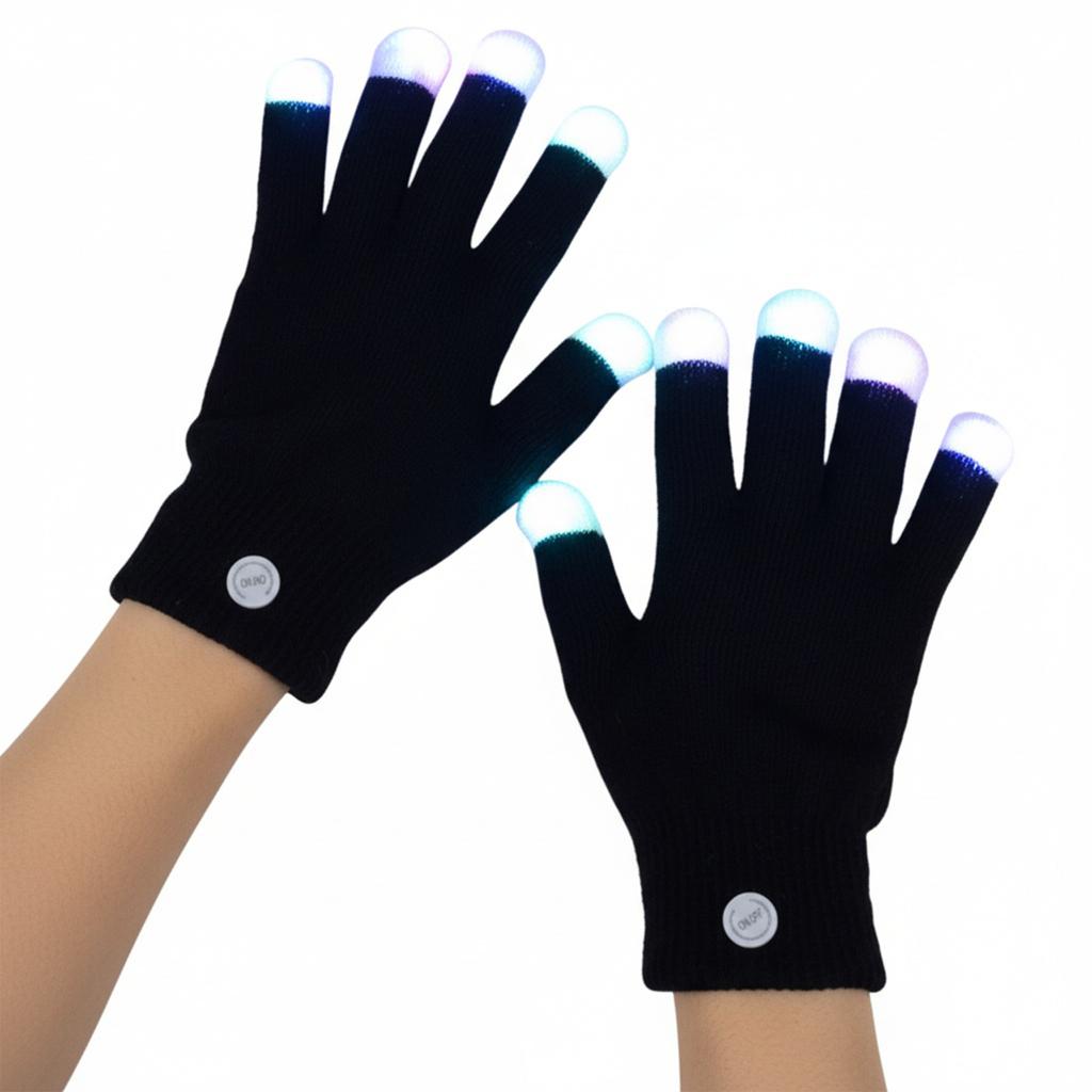 LED Light Up Finger Gloves Flashing Glow Mittens LED Colorful Flashing Finger Lighting Gloves for Rave Party Cosplay Halloween