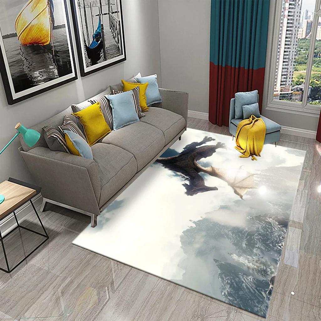 3D Dragon Carpet for Balcony Living Room Children Bedroom Bathroom Kitchen Door Entrance Non-slip Rugs Floor Mat for Home Decor