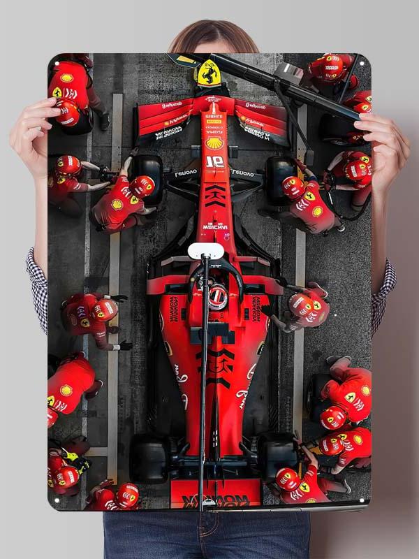 Charles Leclerc Rennfahrer Poster F1 Rennsport Metallschilder Wandkunst Wandbild Benutzerdefinierte Blechschilder für Wandkunst Dekoration Vintage Metallschild