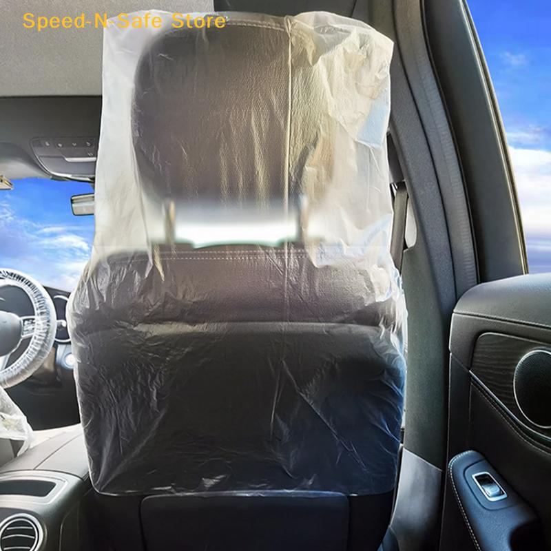 100pcs Disposable Plastic Car Seat Protector For Auto Garage Professionals Oil and Dirt Proof Covers