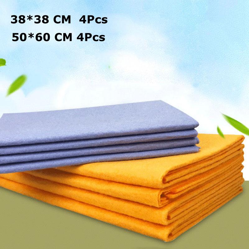 2/8Pcs Ultra-Absorbent Miracle Cleaning Shammy Multi-Purpose Reusable Cleaning Cloth Non-Woven Car Cleaning Towel Car Bathroom