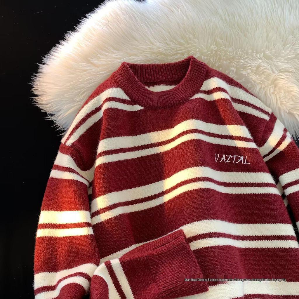 Unisex Retro Striped Soft Sweater: Warm, Cozy Knitwear for Autumn/Winter