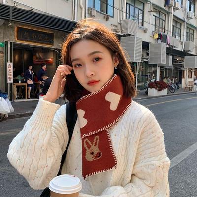 Neuer Herbst- und Winter-Kurzschal für Damen Gestrickter Nackenschutz Weiches Mädchen Koreanisch Vielseitig Warm Liebe Känguru-Kopf Schüler