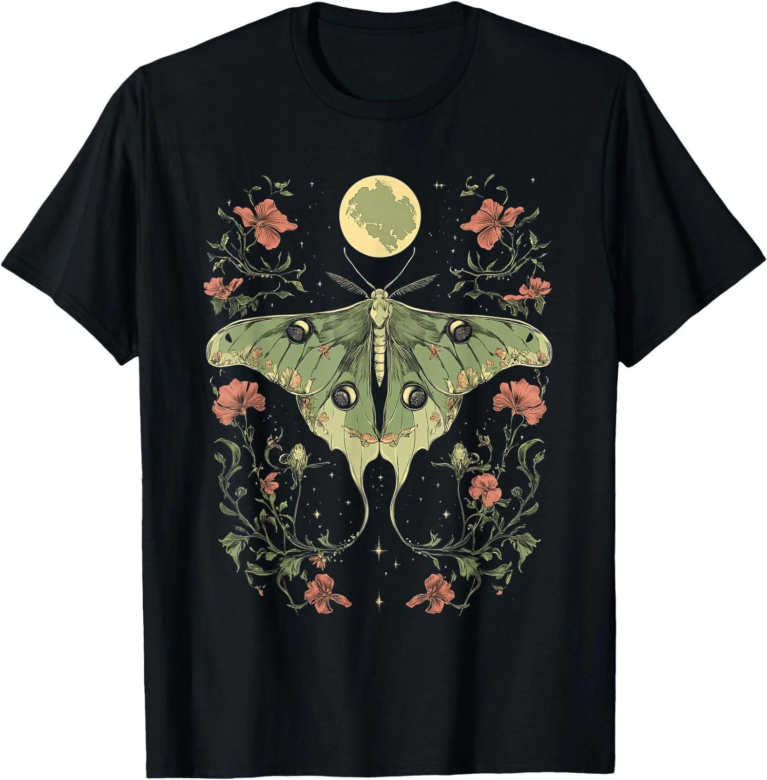 Goblincore moth and butterfly moonphases flowers cottagecore T-Shirt ,Unisex Tee XXL