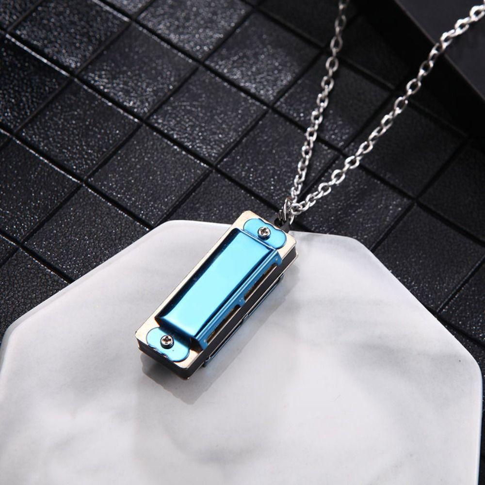 Chain Whistle Korean Style Necklace Mouth Organ Necklace Mini Harmonica Necklace Female Necklace