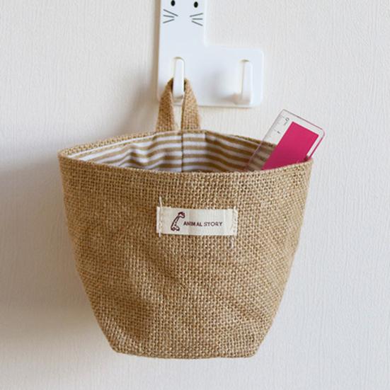 Aufbewahrungstasche, zusammenklappbar, schöner Mini-Aufbewahrungskorb aus Baumwollleinen für den Haushalt