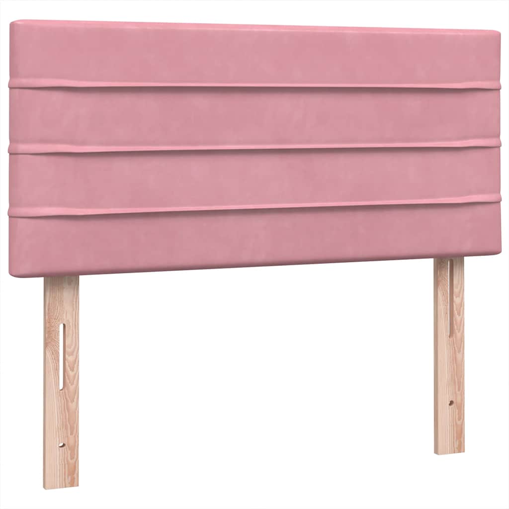 Pink Box Spring Bed with Mattress 80x220 Cm Velvet