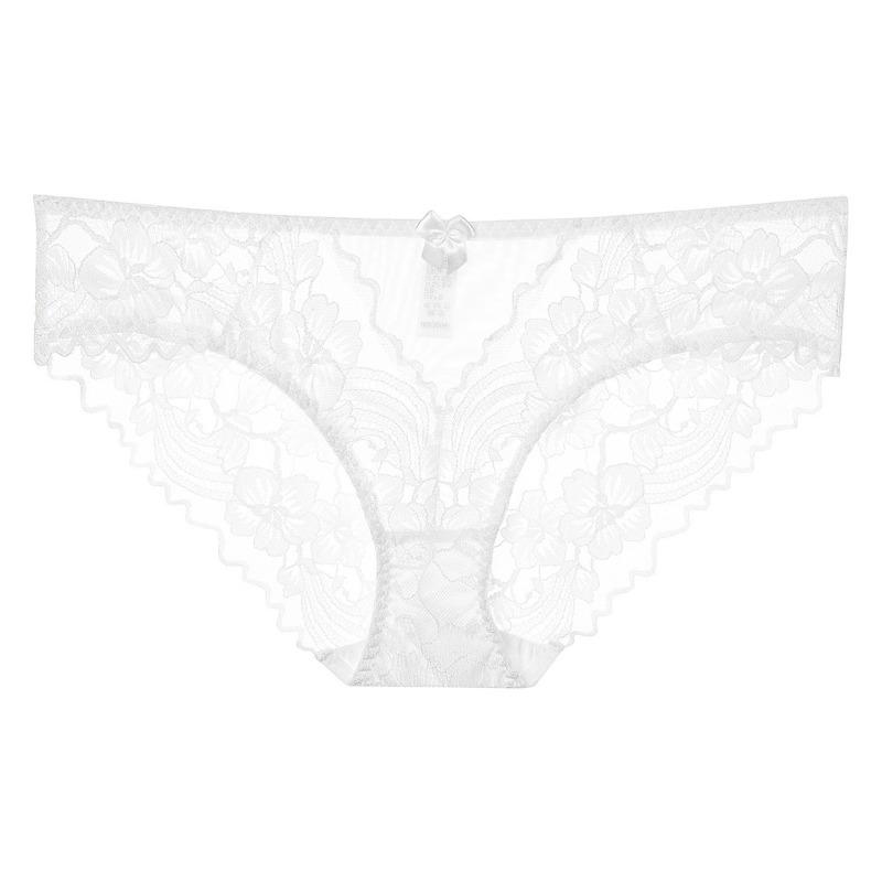 Women Sexy French Low Waist Plus Size Lace Cotton Crotch Triangle Panty