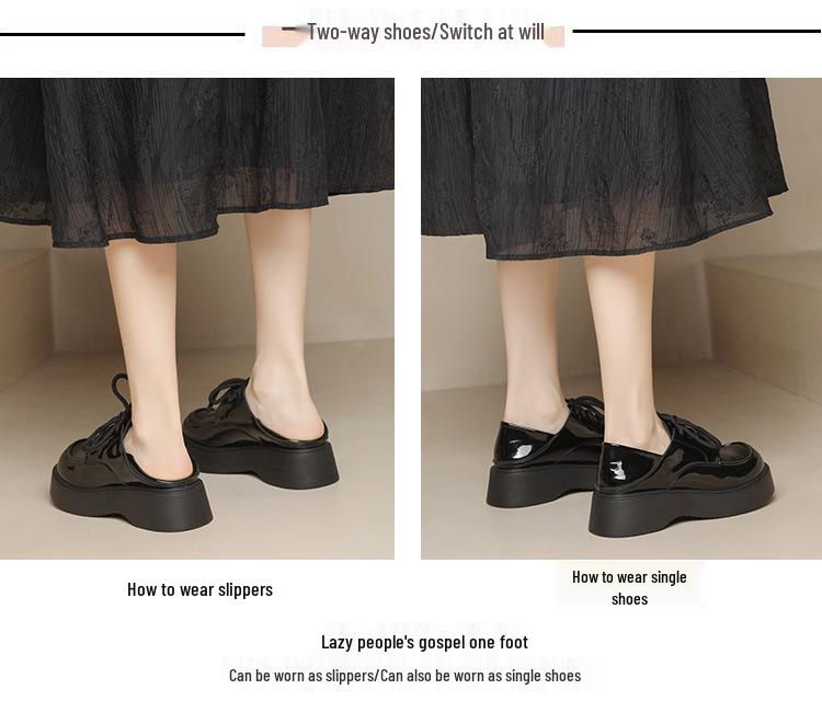 Damen Schwarz Echtes Leder Schnürung Höhenverstellbar Britischer Stil Loafer mit Plüschfutter und Dicker Sohle, 2023 Edition.