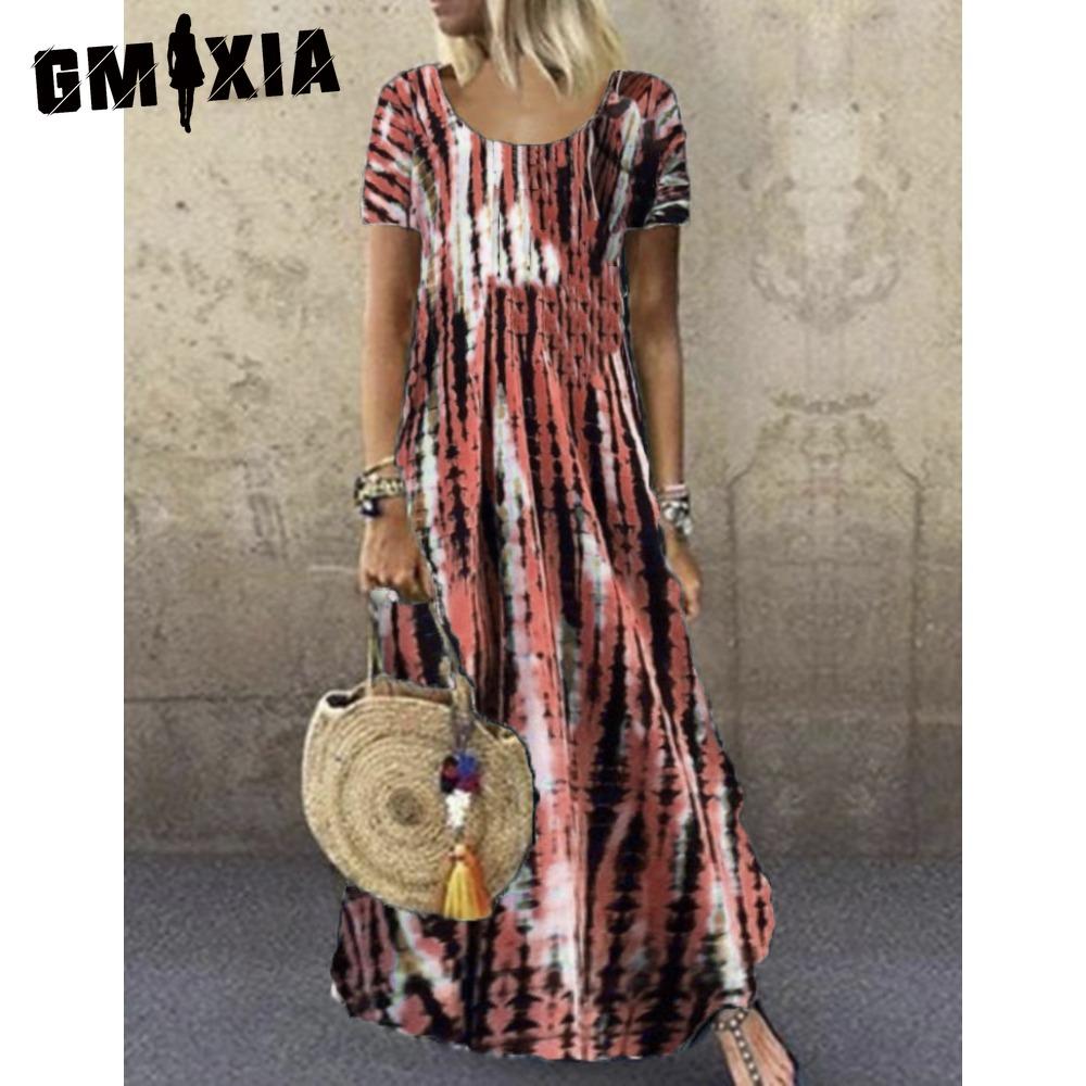 GMXIA S-5XL Femei Modă Vară Primăvară Casual Mânecă Scurtă Rochii O-Gât