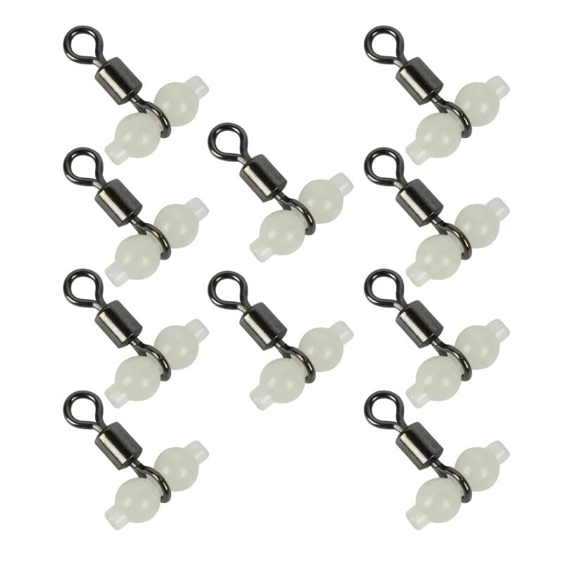 Leuchtende Angelwirbel mit Leuchtperlen Tackle für Salzwasser Süßwasser Angeln Wirbel T-Form Angelschnurverbinder