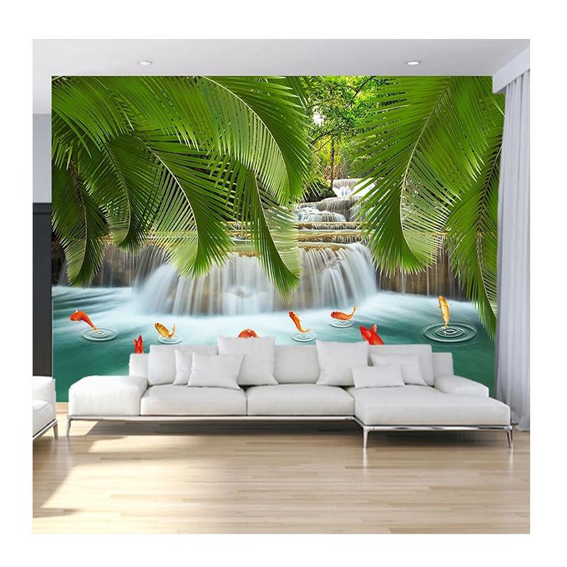 

3D Обои Зеленые Натуральные Горные Фрески Маленькая Река Вода Рыбы Обои Для Стен Спальни 200 cm(W) x 140 cm(H)