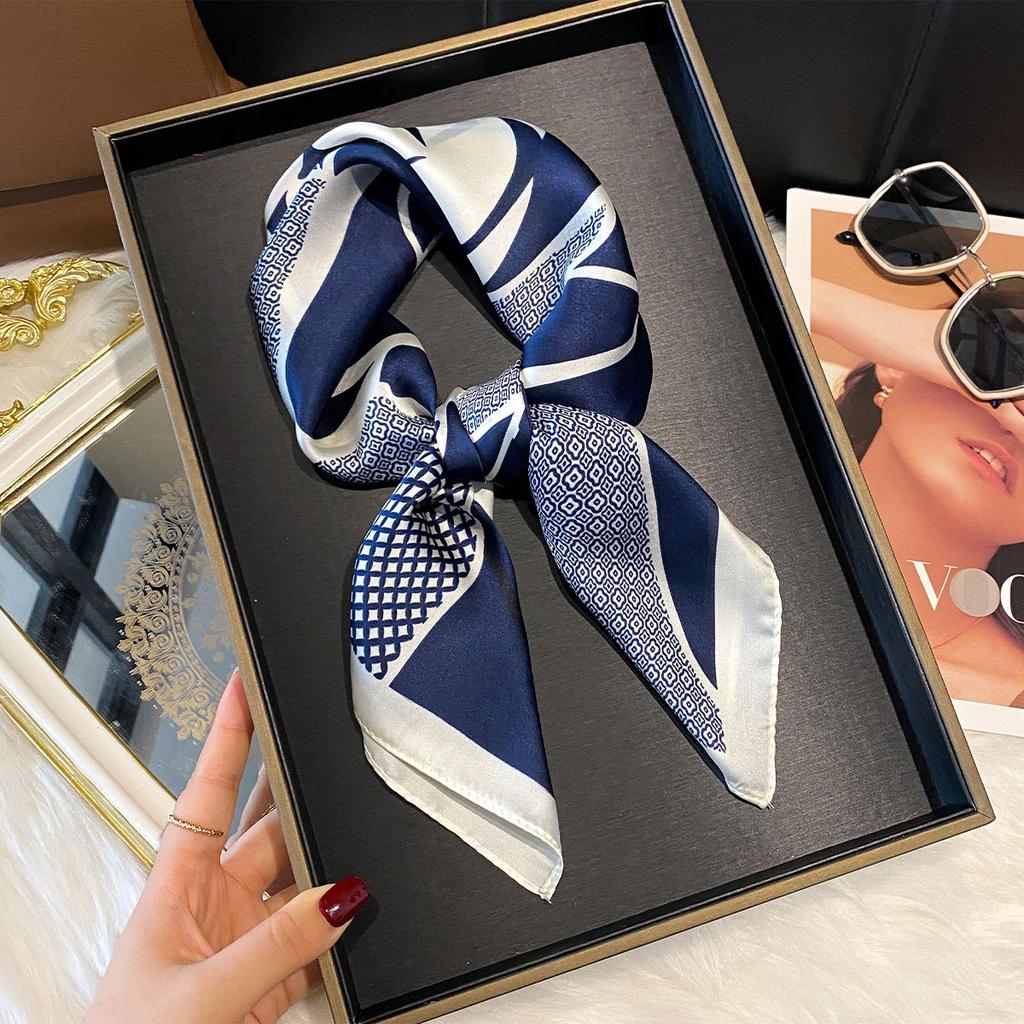 Spring Square Scarf 70Cm High-End Simulation Silk Scarf Women'S Fashion Headscarf Versatile Small Scarf