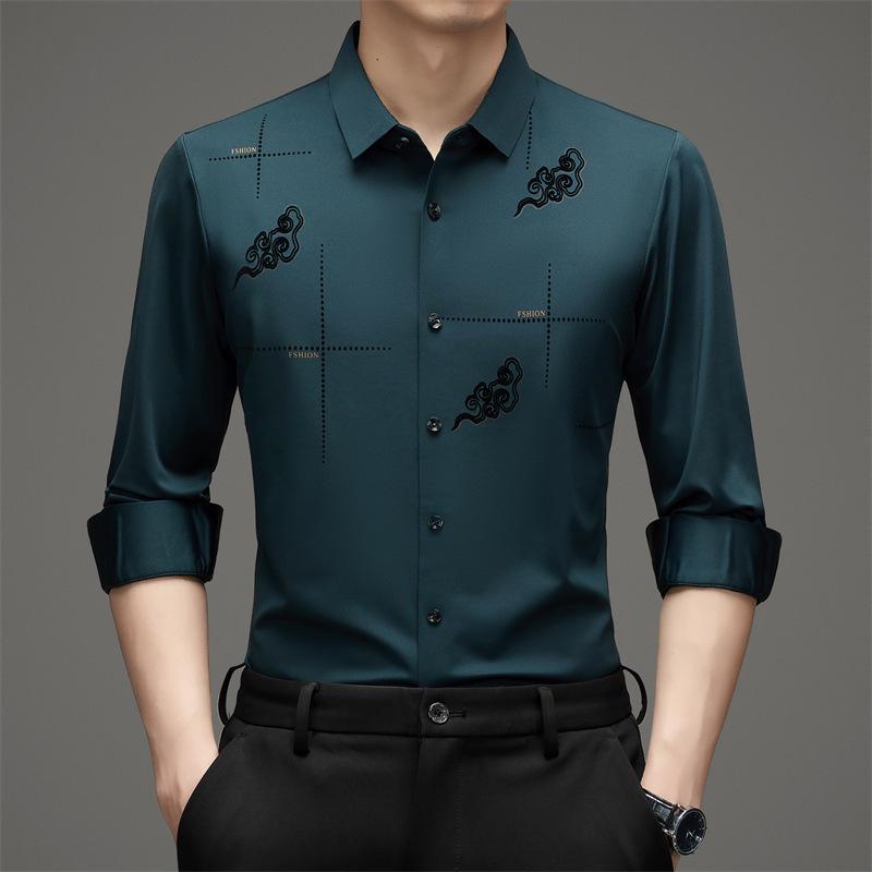 

Men s Trendy Stretch Long-Sleeve Iron-Free Shirt - Autumn Business Casual Collection Extra Extra Large