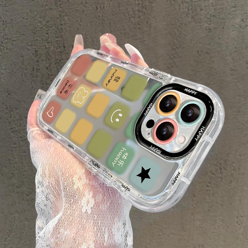 Etui na telefon komórkowy Apple 15 Iphone14 Kontrastowy kolor Krata Królik bogactwa 13 Lustro 12/11 Zaawansowany 7/8p