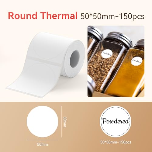 NIIMBOT Thermal Sticker Labels 3 Rolls 50x50mm White Self-Adhesive Waterproof Oil-Proof Tear-Proof Label Maker Tape for B1 B21 B3S Office Use
