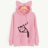 Plus Size Women Sweatshirt Cat Ear Funny Hoodie Kawaii Print Cat Cartoon Autumn Loose Casual Sweatshirts