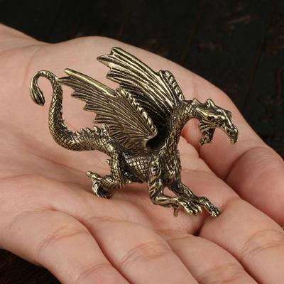 Copper Demon Dragon Statue, Small Ornament, Vintage Metal Beast Figurines, Desk Decorations Accessories, Home Decor Crafts