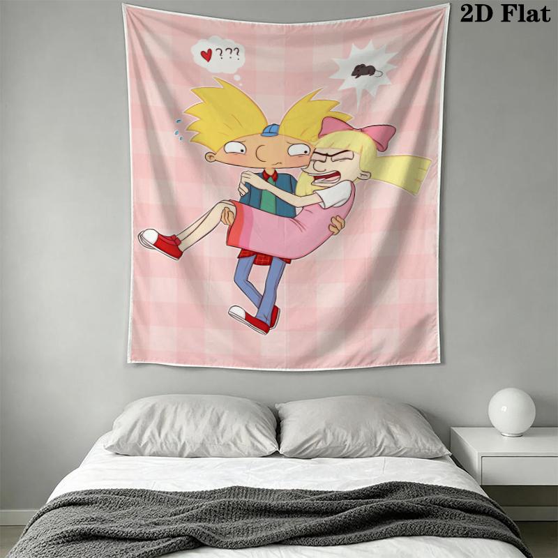 Hey Arnold Wall Tapestry Aesthetic Wall Hanging Printed Fabric Blanket Decorative Tapestries for Bedroom Living Room Home Decor