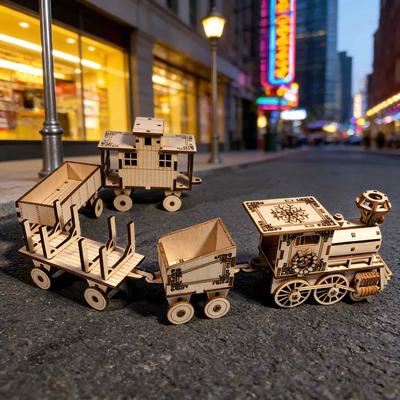 1 Wooden DO-IT-YOURSELF Christmas Train Imaginative 3D Puzzle Perfect As a Holiday Present Plus Home Decoration