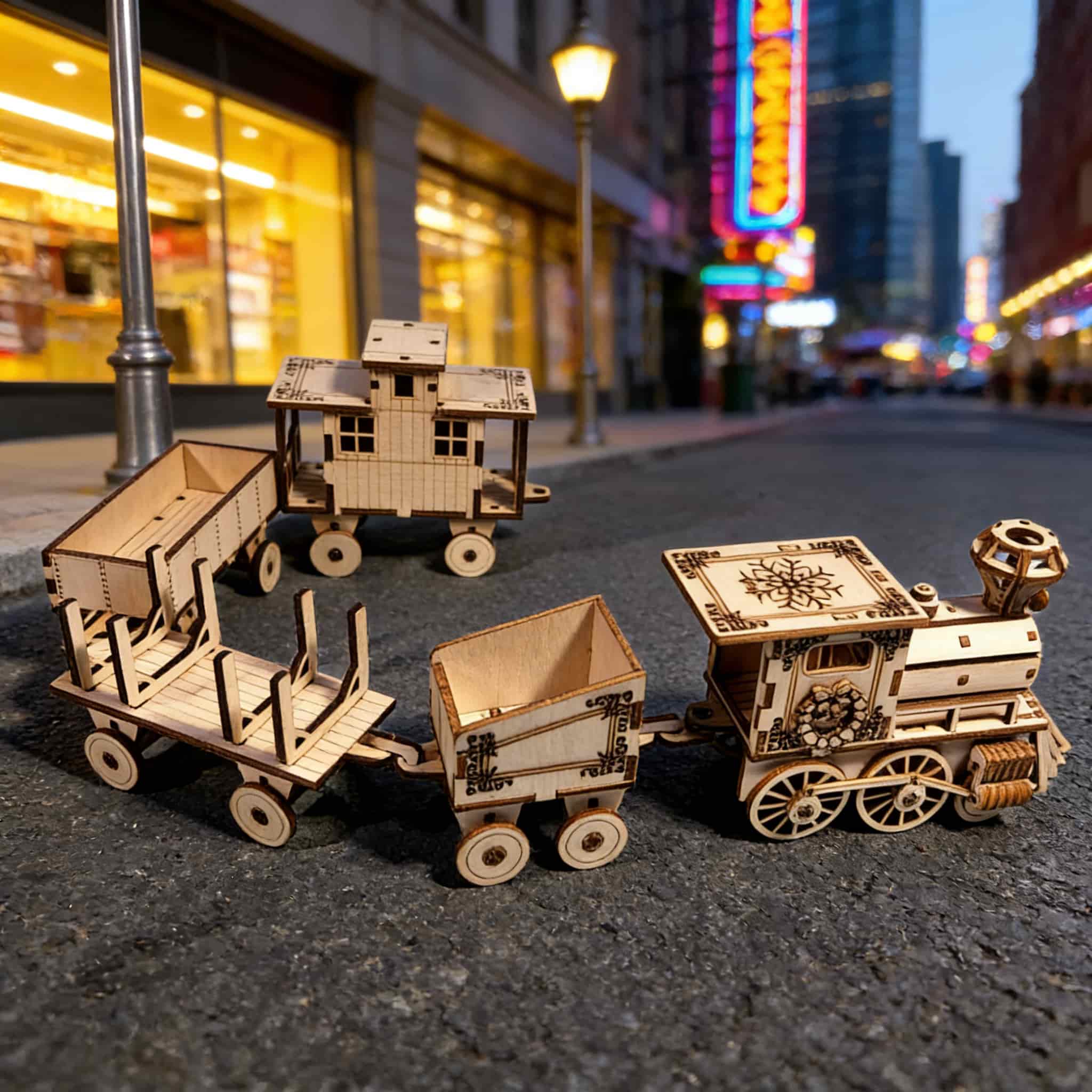 

1 wooden DIY Xmas train creative 3D puzzle ideal as a holiday present plus home decoration. great for daily use белый