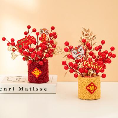 2025 Kırmızı Sarılma Kovası Yeni Yıl Duası Kovası Servet Süsü Masaüstü Yeni Yıl Süsü Bahar Festivali Buketi Şenlik Dekoru