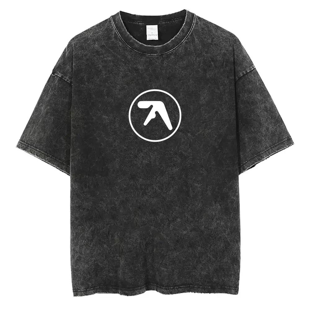 2026 Y2k T-Shirt Herrenbekleidung Neu im Top & T-Shirts Unisex-T-Shirt Gewaschen Vintage Aphex Twin Selected Ambient Works Buchstabendruck